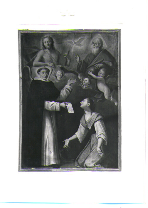 La Trinità, Fra Vincenzo e una supplicante (dipinto) di Sarnelli Antonio (inizio sec. XVIII)