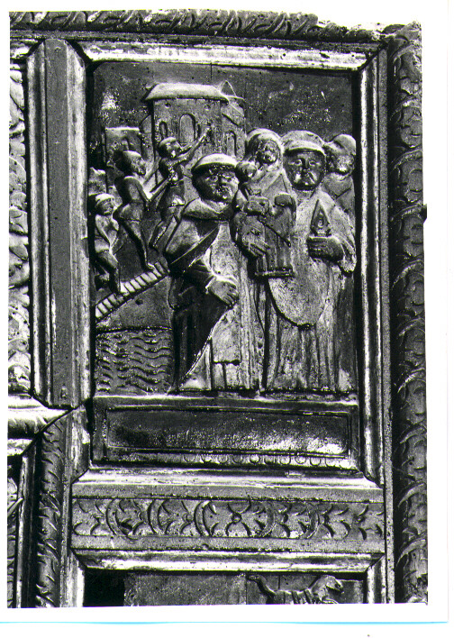 San Giacinto che fugge da Kiev (formella) - bottega Italia meridionale (inizio sec. XVIII)