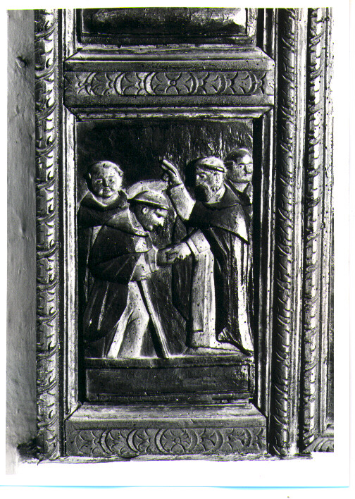 Vestizione di San Giacinto da parte di San Domenico (rilievo) - bottega Italia meridionale (sec. XVIII)