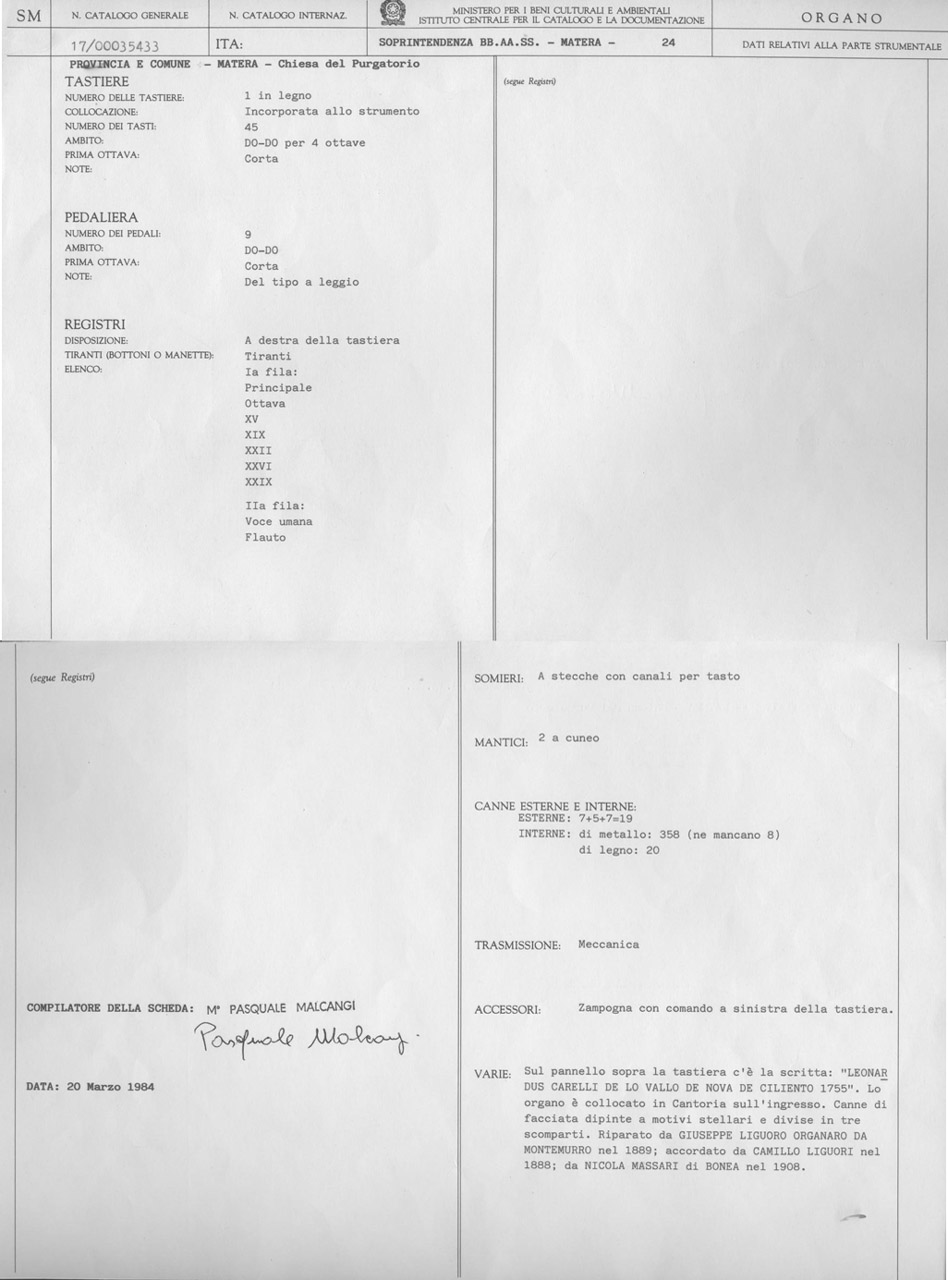 organo di Carelli Leonardo (sec. XVIII)
