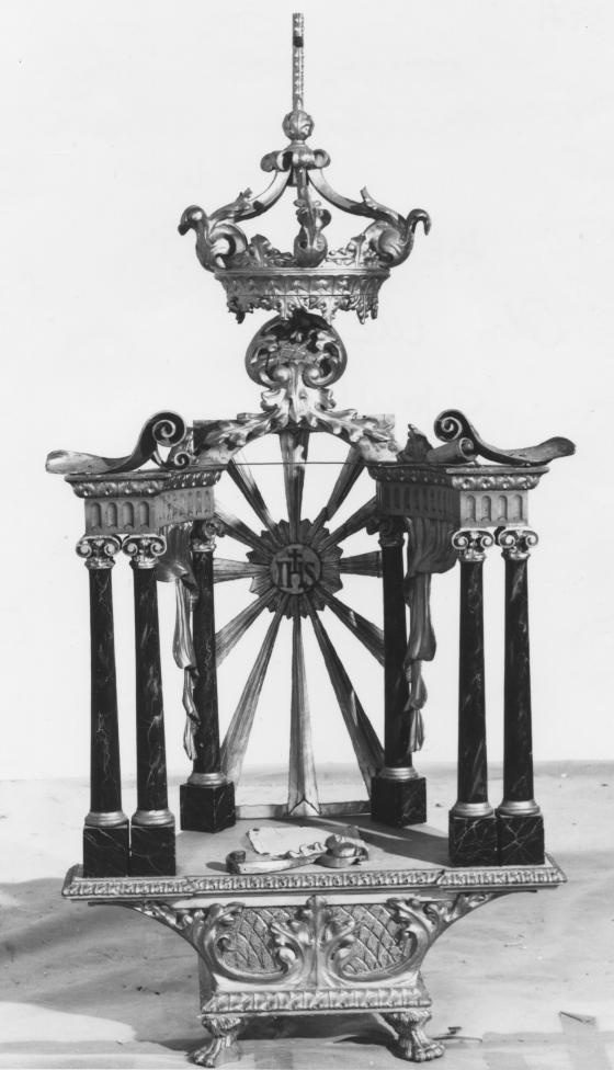 tronetto per esposizione eucaristica - bottega napoletana (fine/inizio secc. XIX/ XX)