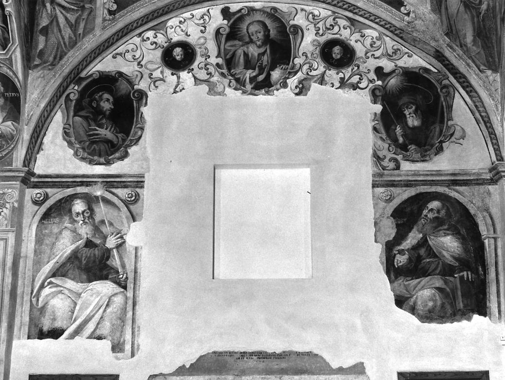 Profeta Elia, san Francesco d'Assisi, Cristo benedicente, san Francesco da Paola, profeta Eliseo, Santi e profeti (dipinto, ciclo) di Ferro Pietro Antonio (sec. XVII)