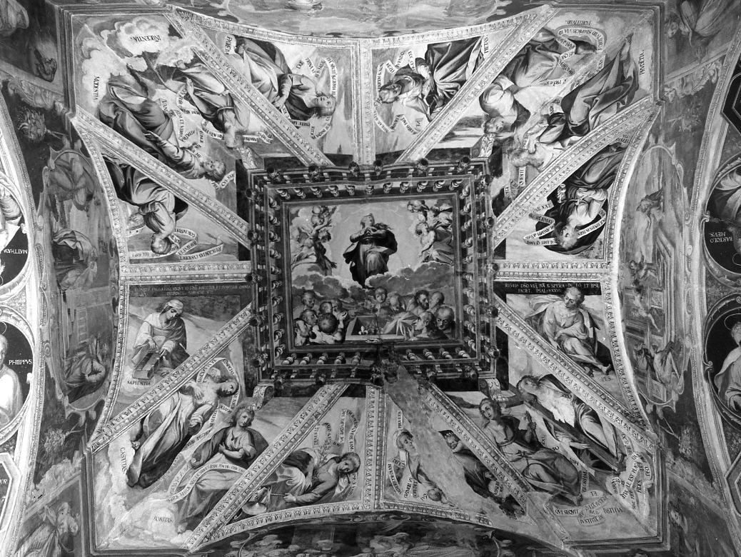 Virtù Cardinali, Virtù Teologali, Virtù, albero delle Virtù (dipinto, ciclo) di Ferro Pietro Antonio (sec. XVII)