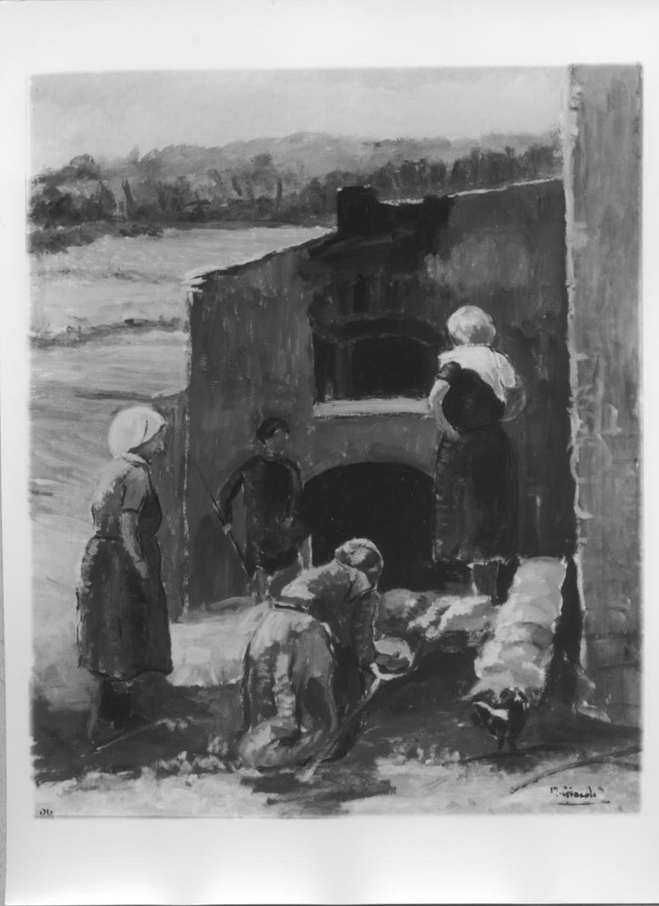 Forno di campagna, scena campestre (dipinto) di Giocoli Michele (metà sec. XX)