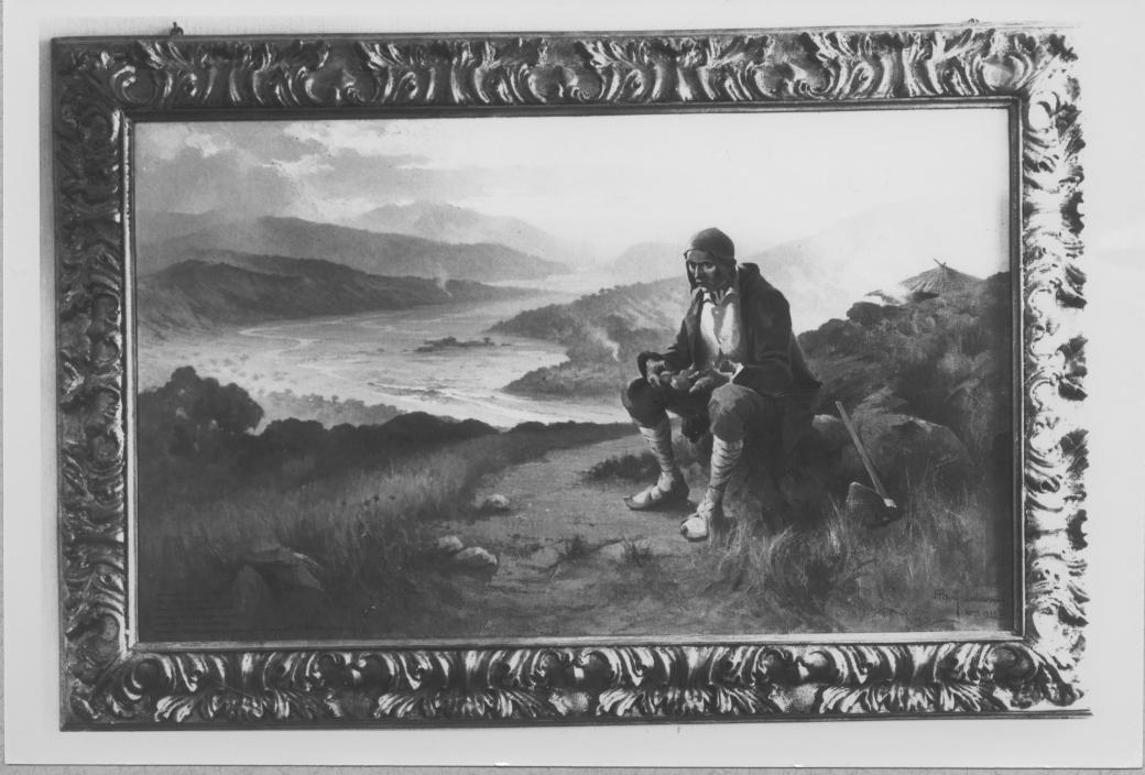 Val d'Agri, paesaggio fluviale (dipinto) di Petroni Andrea (sec. XX)