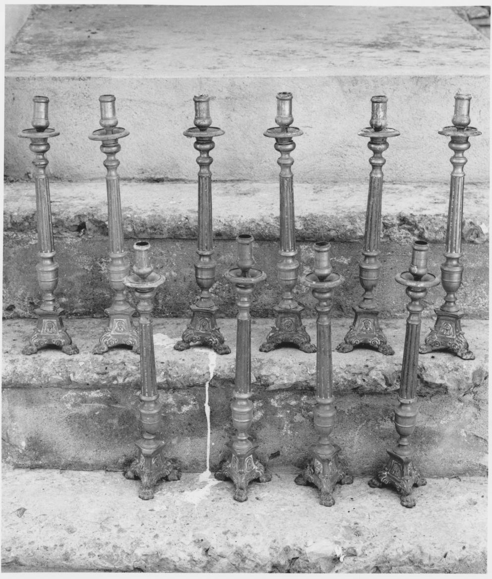 candeliere - bottega lucana (fine/inizio secc. XIX/ XX)