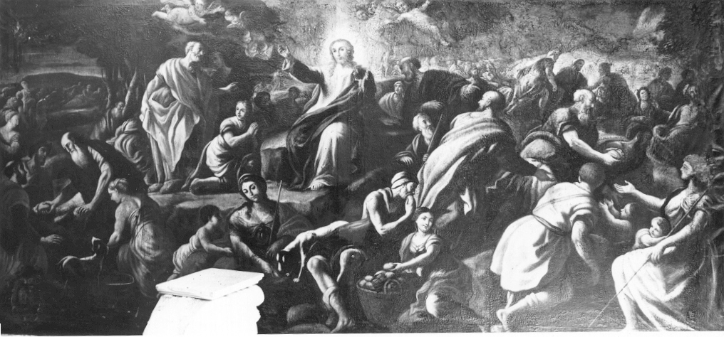 moltiplicazione dei pani e dei pesci (dipinto) di De Angelis Francesco (sec. XVIII)