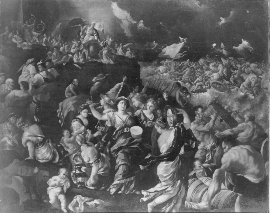 passaggio del mar Rosso (dipinto) di Olivieri Leonardo Antonio (attribuito) (prima metà sec. XVIII)