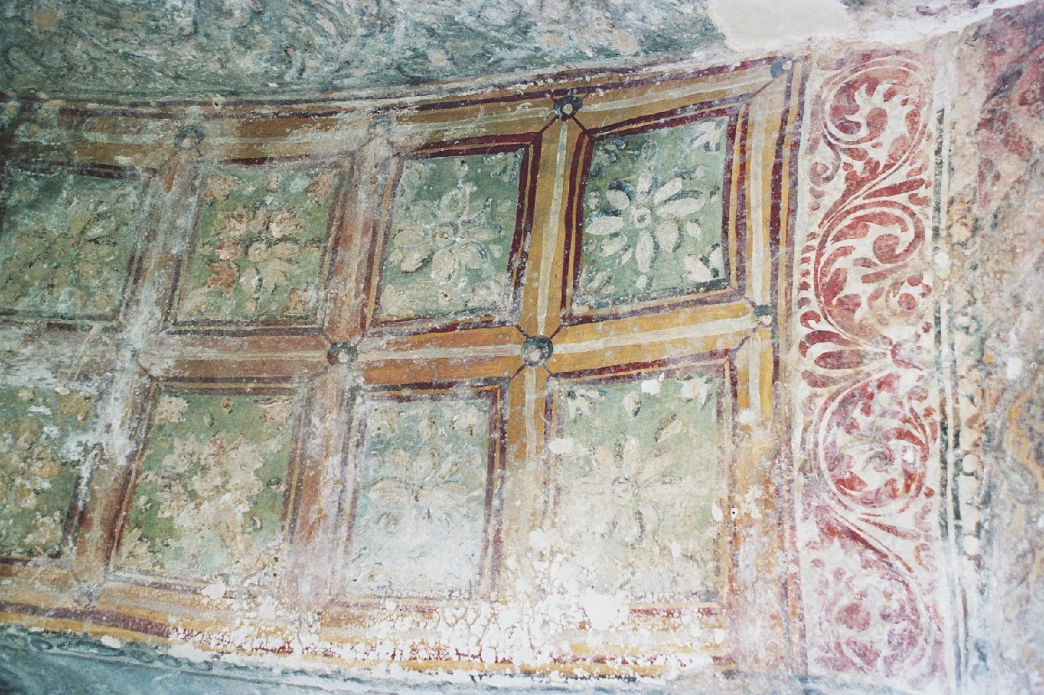 motivi decorativi a cassettoni (dipinto, opera isolata) - ambito Italia meridionale (fine/inizio secc. XVII/ XVIII)