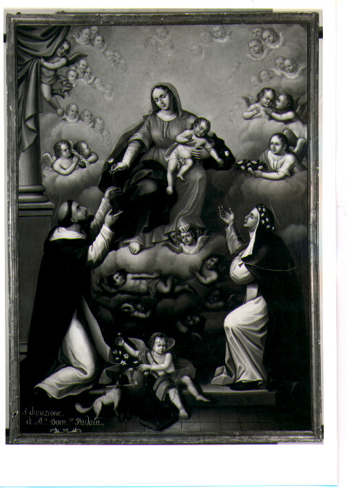 Madonna del Rosario con San Domenico e Santa Chiara, Madonna del Rosario (dipinto) di Candela D (sec. XIX)