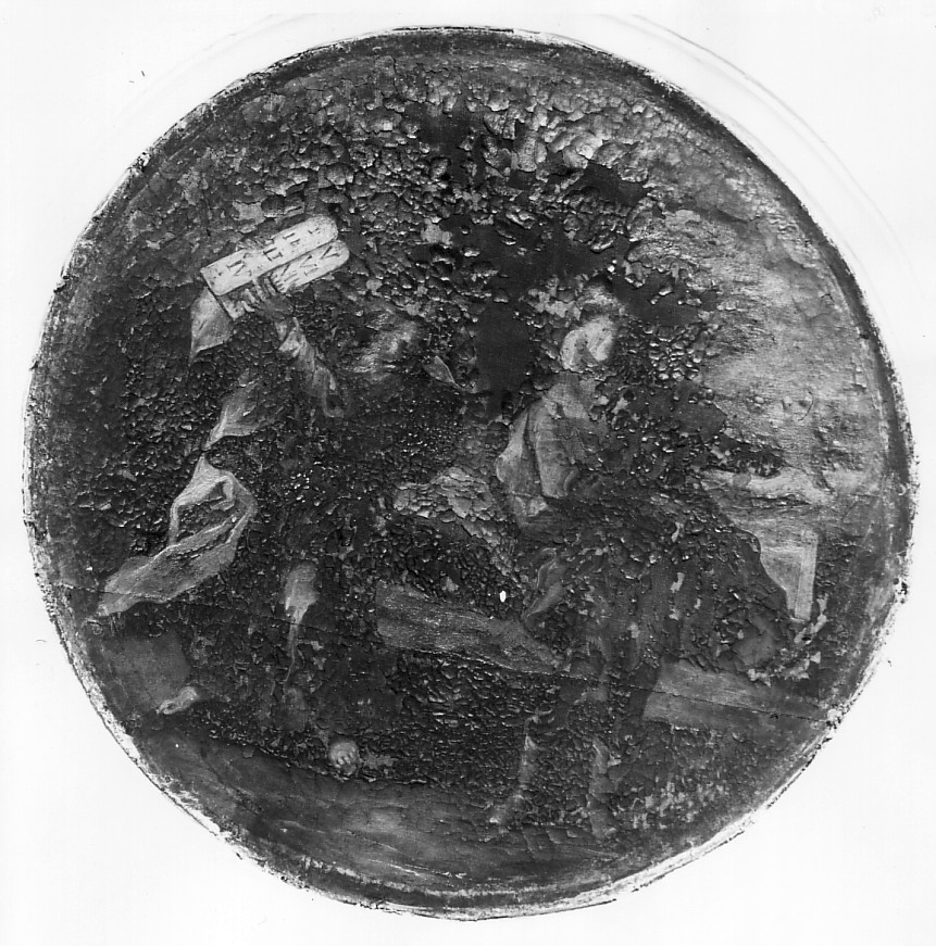 Mosè con le tavole della legge scende dal monte Sinai (dipinto) di Carella Domenico Antonio (sec. XVIII)