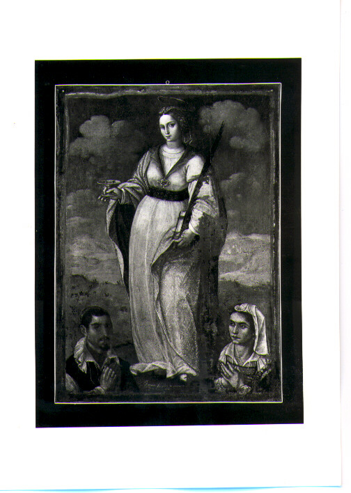Santa Lucia e figure di offerenti (dipinto) di Giovanni Angelo de Ambrosio da Saponara (sec. XVII)