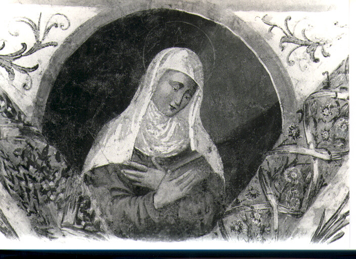 Figura di frate; Tentazione di Santo Antonio; Santa; Croce con serpente; Sant'Agnese; Crocefisso (dipinto, ciclo) di Sciarra Giuseppe (sec. XVII, sec. XVII)