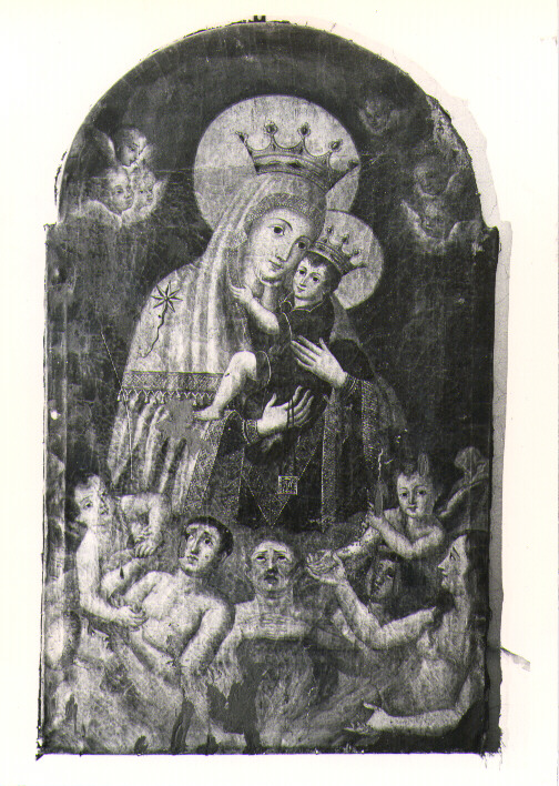 Madonna del Carmelo intercede per le anime del purgatorio (dipinto) - ambito Italia meridionale (sec. XVI)