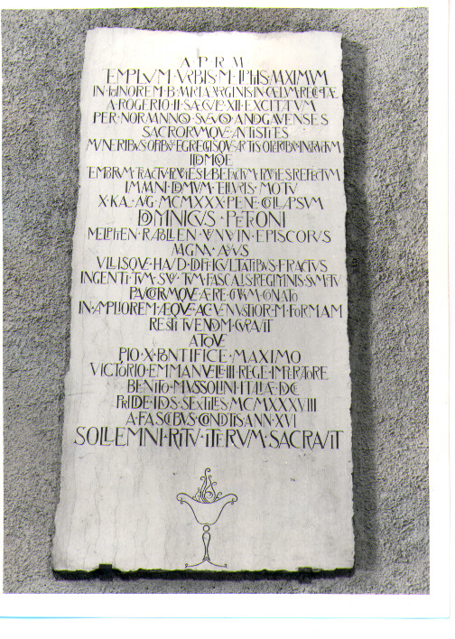 lapide documentaria - bottega Italia meridionale (sec. XX)