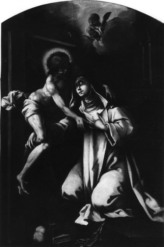 Santa Caterina da Siena tocca le piaghe di Cristo (dipinto) di Conversi Vito Antonio (bottega) (metà sec. XVIII)