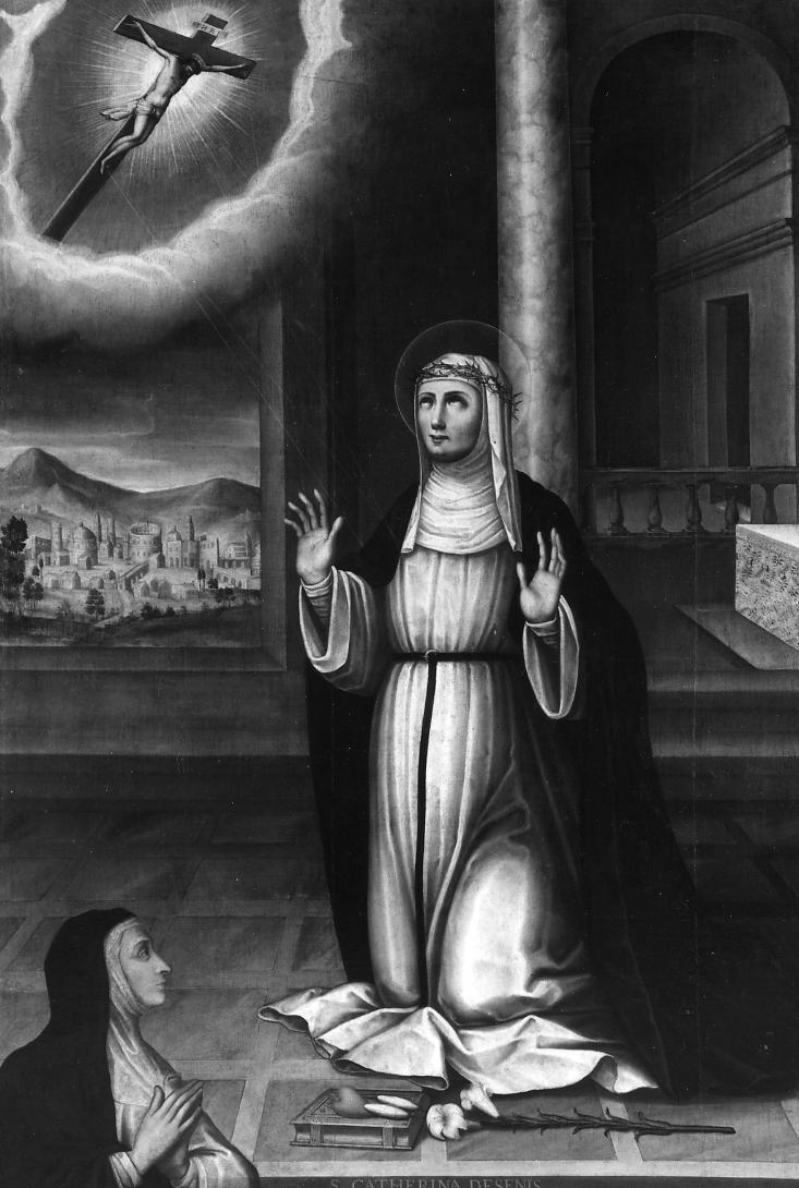 Santa Caterina da Siena ha la visione del Cuore di Gesù (dipinto) di Oppido Giovanni Donato (sec. XVII)