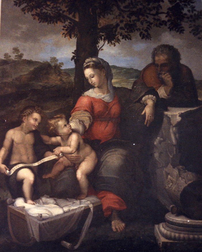 Sacra Famiglia con San Giovanni Battista bambino (dipinto) di Persio Domizio (attribuito) (fine sec. XVI)