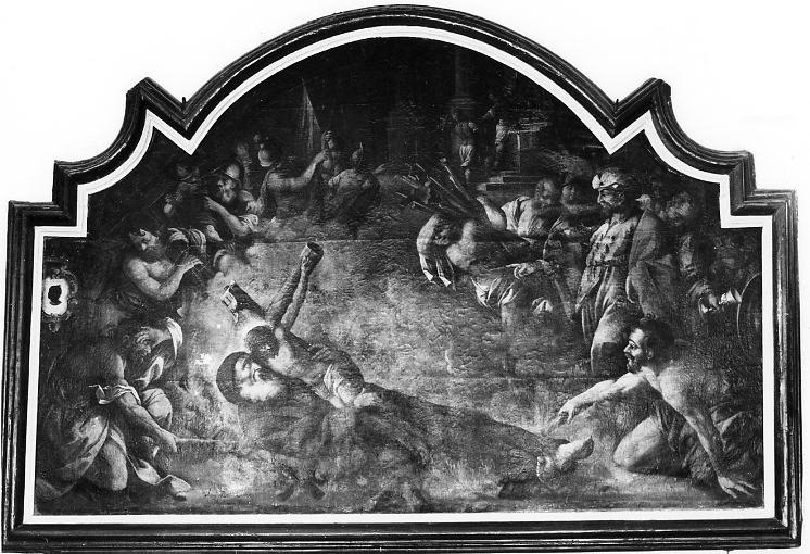 Gli Ugonotti bruciano il corpo di San Francesco di Paola (dipinto) di Conversi Vito Antonio (sec. XVIII)