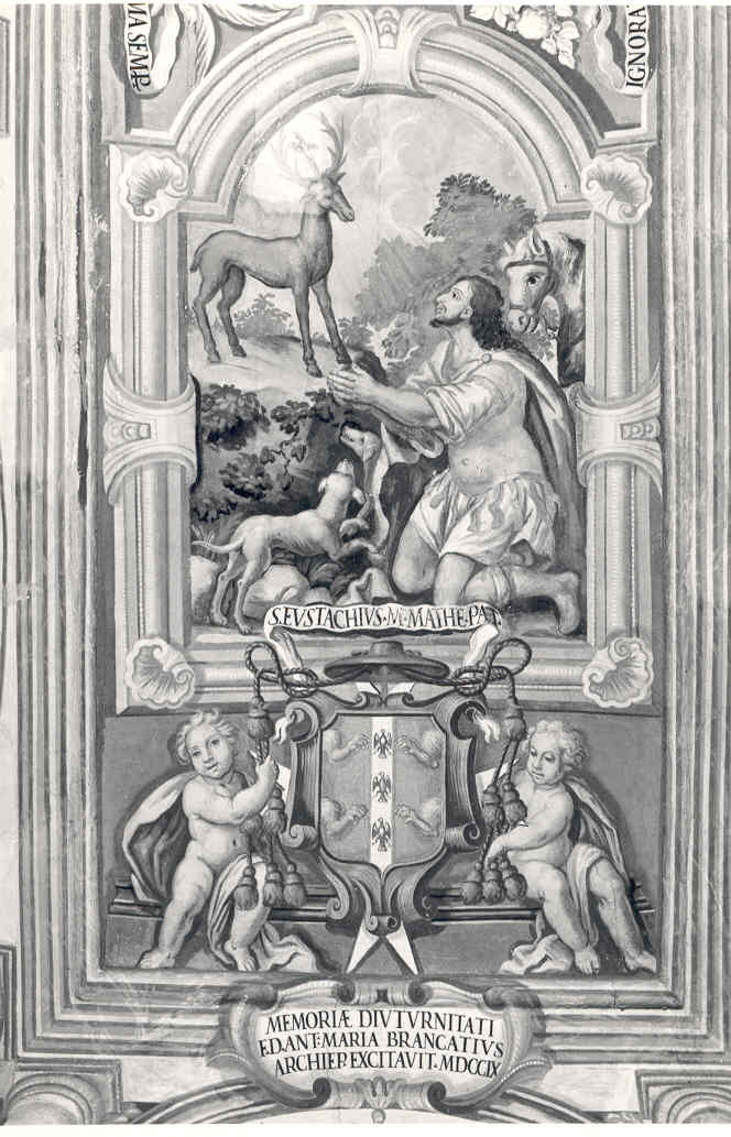 visione di Sant'Eustachio (dipinto, elemento d'insieme) di Palmieri Anselmo di Polla (attribuito) (sec. XVIII)