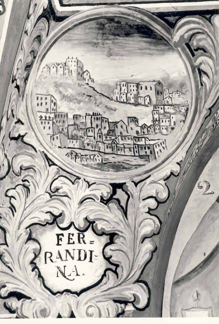 veduta della città di Ferrandina, veduta di città (dipinto, elemento d'insieme) di Palmieri Anselmo di Polla (attribuito) (sec. XVIII)