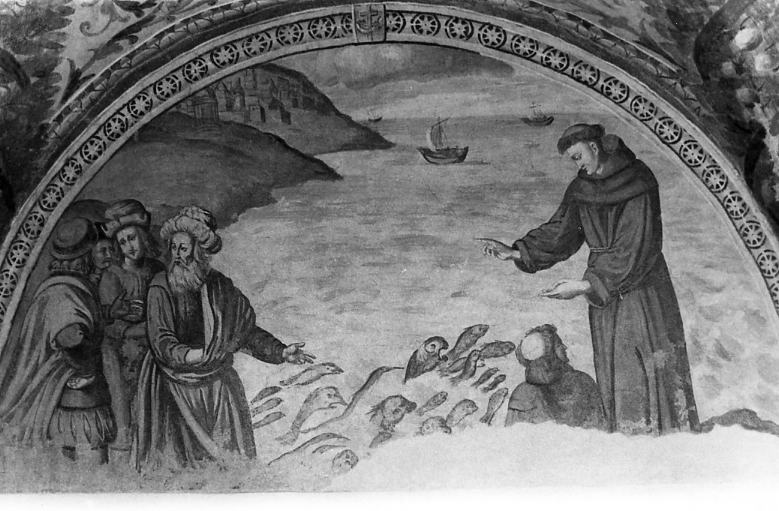 Sant'Antonio da Padova predica ai pesci (dipinto, ciclo) di Sciarra Giuseppe (sec. XVII)