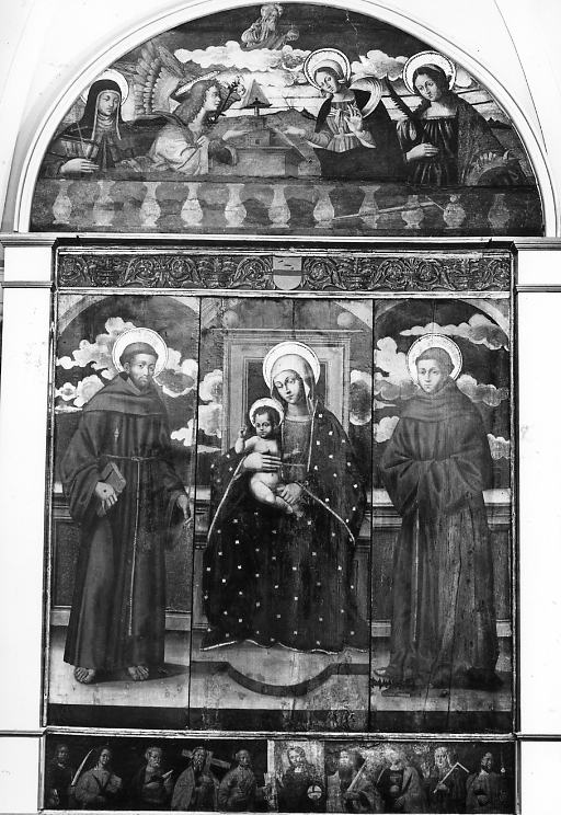 Madonna con Bambino in trono tra i santi Francesco d'Assisi e Antonio da Padova, Annunciazione con Eterno Padre, Cristo tra gli apostoli, Madonna con Bambino e Santi (polittico) di Maestro Z. T (prima metà sec. XVI)