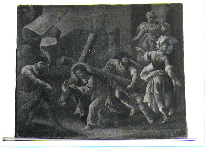 stazione V: Gesù aiutato da Simone il Cireneo a portare la croce (dipinto, ciclo) - ambito napoletano (sec. XVIII)