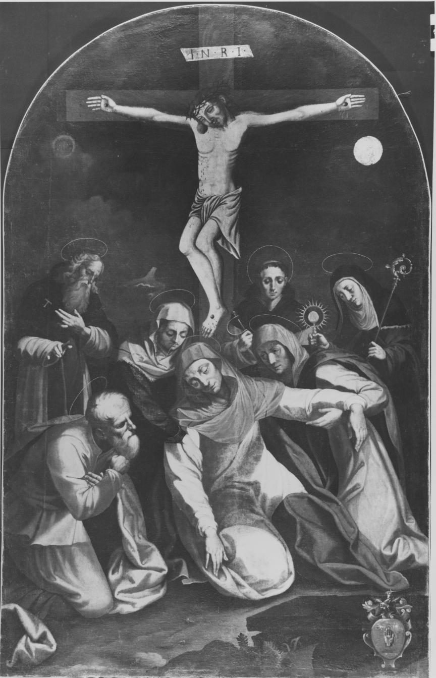 Cristo crocifisso e Santi (dipinto) di Ferri Pietro Antonio (sec. XVII)