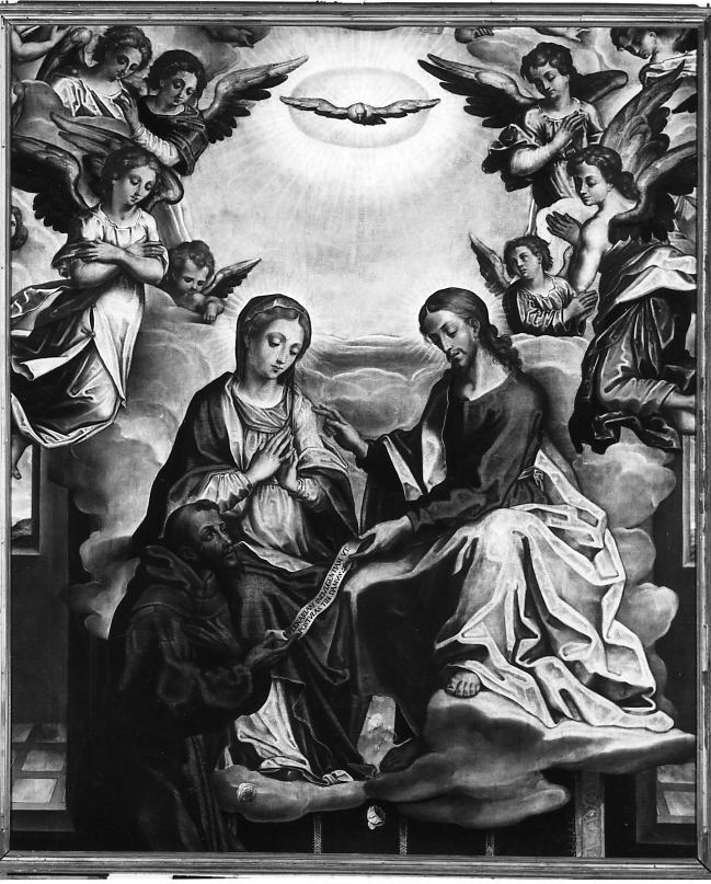 visione di San Francesco d'Assisi alla Porziuncola (dipinto) di Oppido Giovanni Donato (attribuito) (sec. XVII)