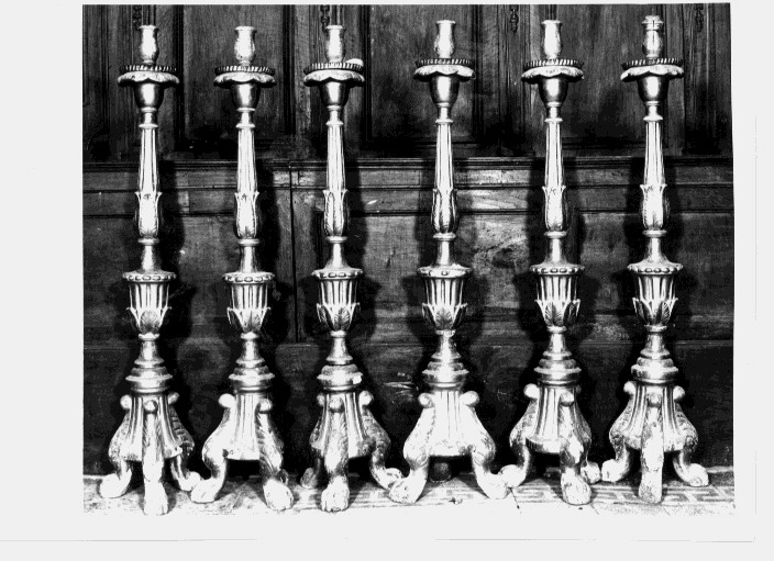 candeliere d'altare, serie - bottega Italia meridionale (sec. XIX)