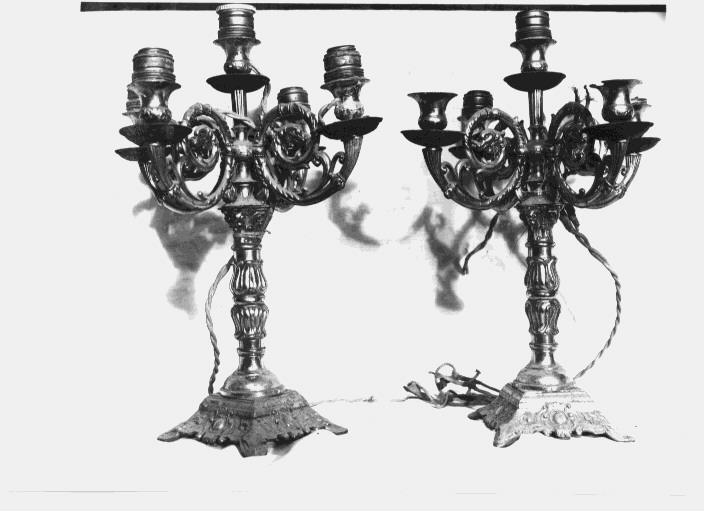candeliere d'altare, coppia - bottega lucana (prima metà sec. XX)
