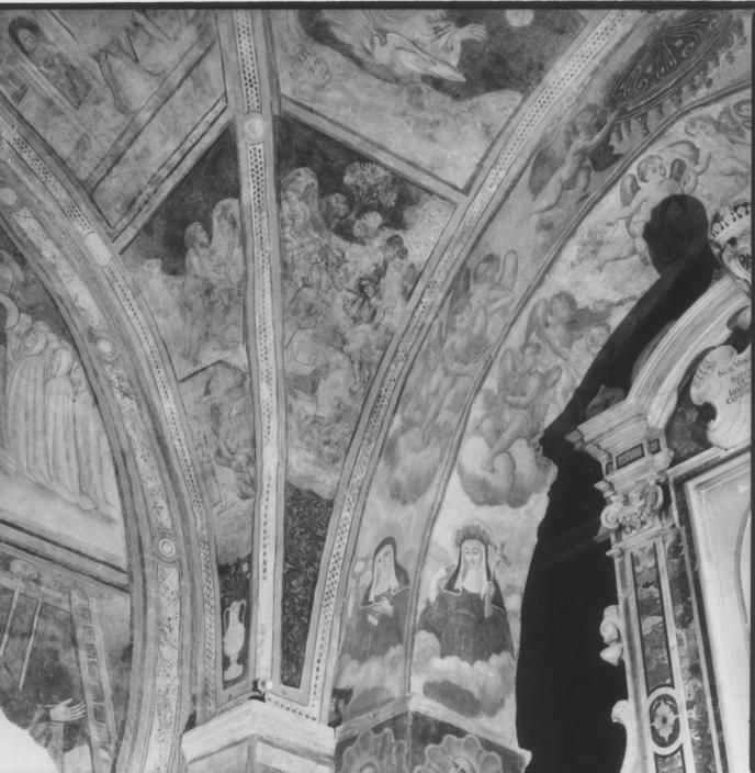 Lavoro di Adamo ed Eva, vaso con fiori; Riposo di Adamo ed Eva, racemi (dipinto, ciclo) - ambito umbro-marchigiano (sec. XV)