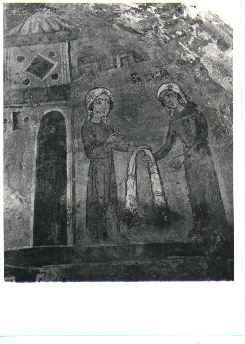 Santa Lucia distribuisce i propri beni ai poveri (dipinto) - ambito Italia meridionale (sec. XIII)