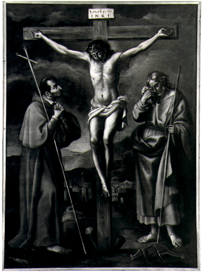 Cristo Crocifisso con San Carlo Borromeo e San Giuseppe, Cristo crocifisso (dipinto) di Giovanni de Gregorio detto Pietrafesa (attribuito) (sec. XVII)