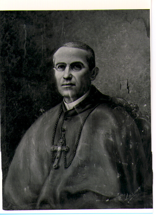 Ritratto del Vescovo Petrelli Angelo, ritratto di ecclesiastico (dipinto) di Lazzaretti F (prima metà sec. XX)