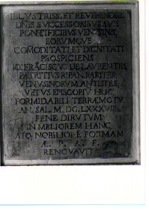 lapide documentaria - bottega Italia meridionale (sec. XVII)