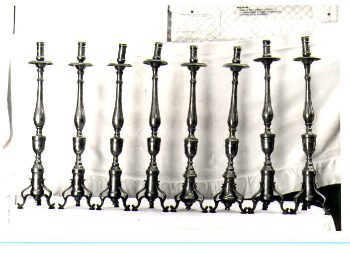 candeliere d'altare, serie - bottega napoletana (fine sec. XIX)