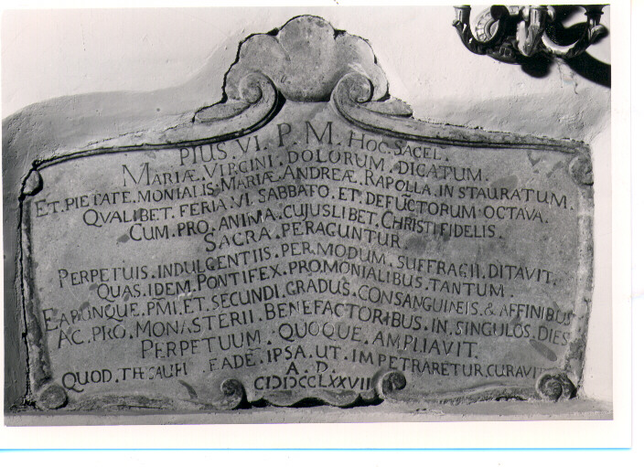 lapide - bottega Italia meridionale (sec. XVIII)