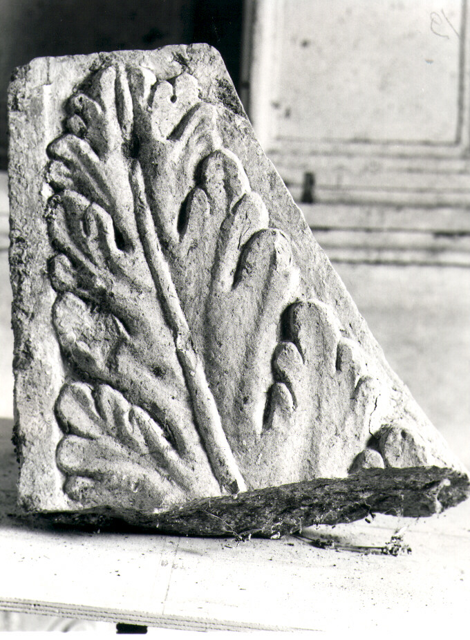 motivi decorativi a foglie d'acanto (lastra, frammento) - bottega Italia meridionale (sec. XVI)