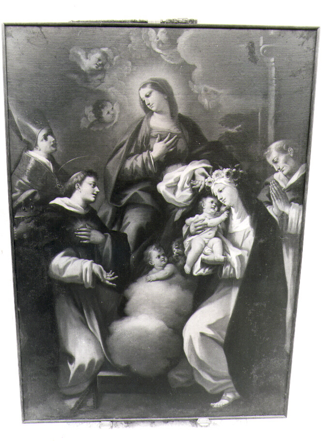 Madonna con i Santi Gennaro, Tommaso D'Aquino, Rosa da Lima e Domenico (dipinto) di Ferrari Salvatore (sec. XVIII)