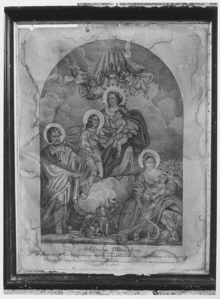 Madonna con Bambino e Santi (stampa a colori) di Altavilla G (sec. XIX)