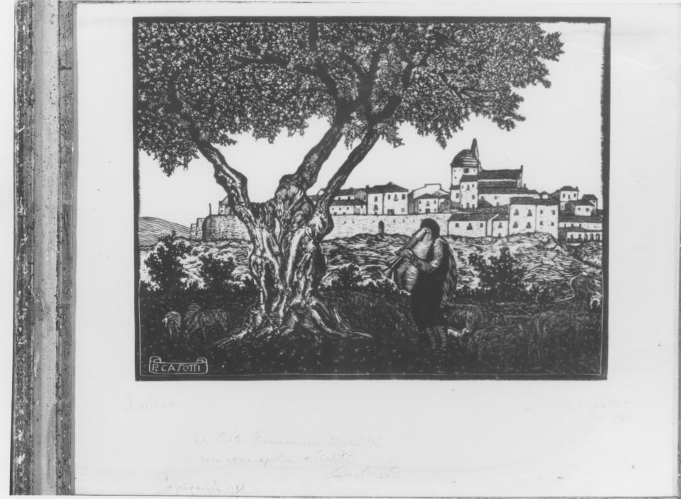 L'ulivo, scena campestre (stampa) di Casotti P (attribuito) (sec. XX)