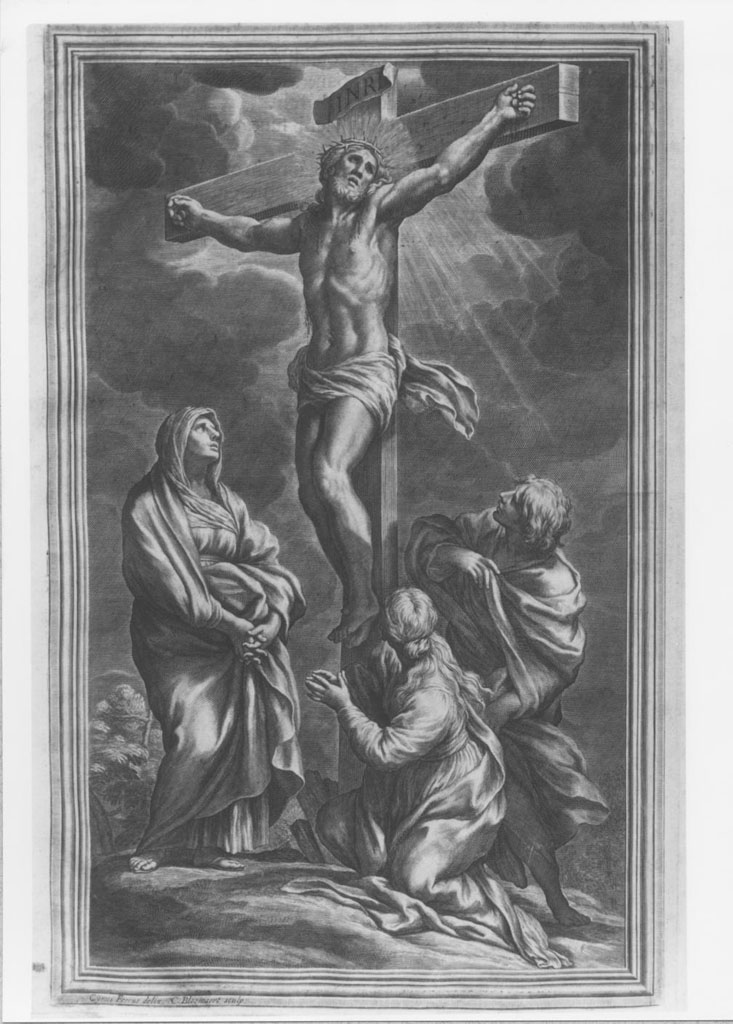 La Crocifissione, crocifissione di Cristo (stampa) di Ferri Ciro, Bloemaert Cornelis il Giovane (sec. XVII)