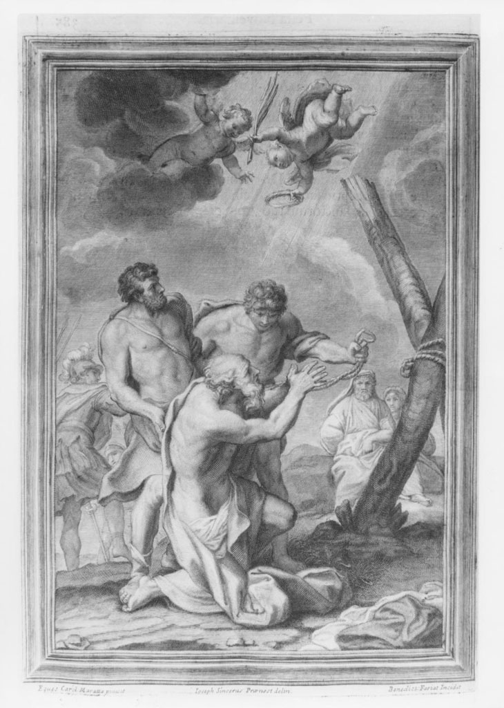 Martirio di Sant'Andrea, Sant'Andrea condotto al martirio (stampa) di Maratta Carlo, Sinceri Giuseppe, Farjat Benoit (sec. XVIII)