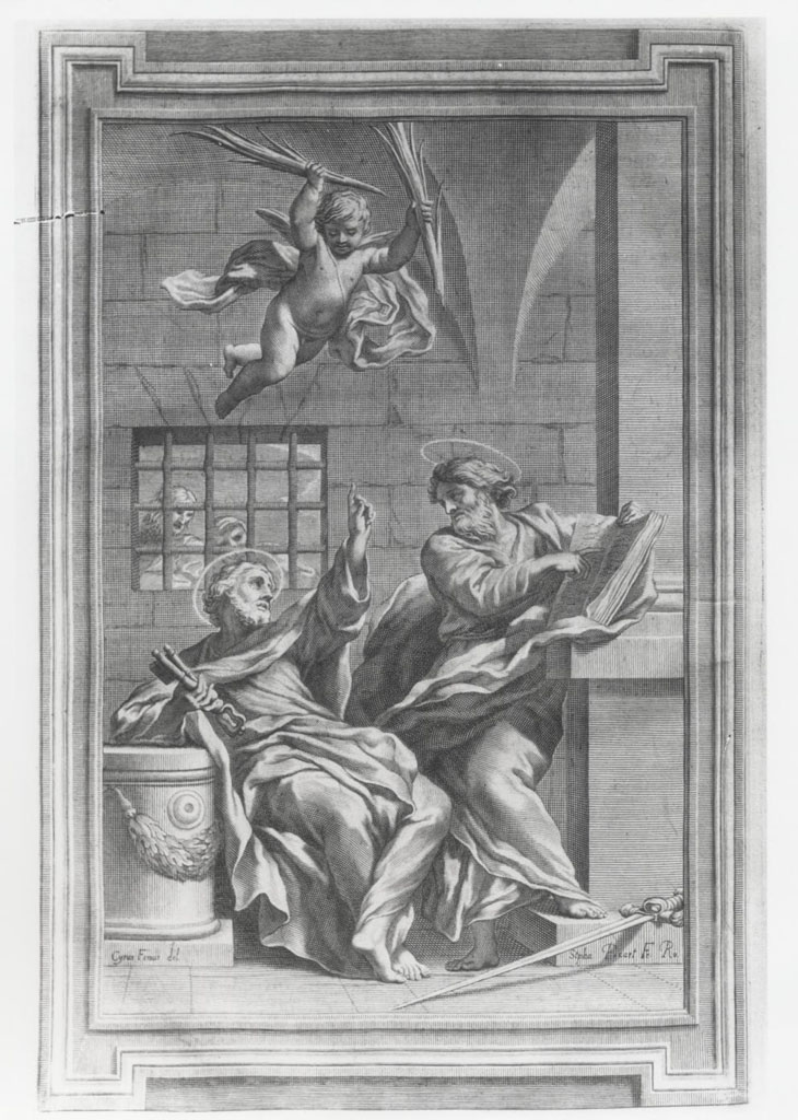I Santi Pietro e Paolo, Santi Pietro e Paolo (stampa) di Picart Etienne, Ferri Ciro (fine/inizio secc. XVII/ XVIII)