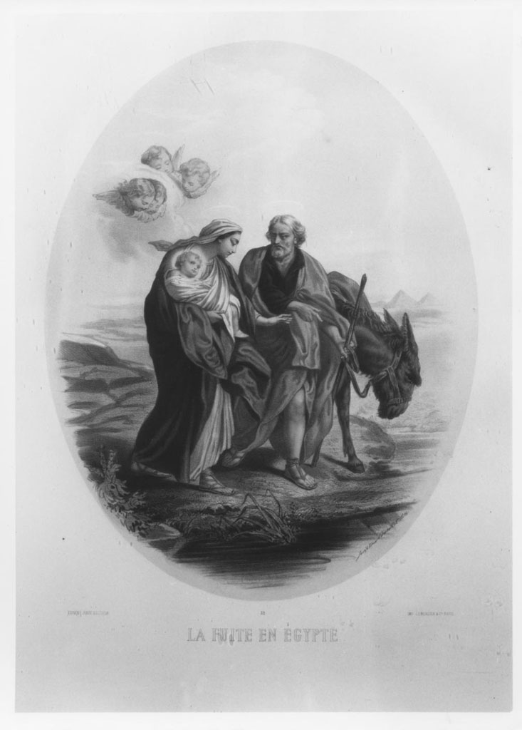 riposo nella fuga in Egitto (stampa) di Lemercier, Ducollet Josephine (seconda metà sec. XIX)