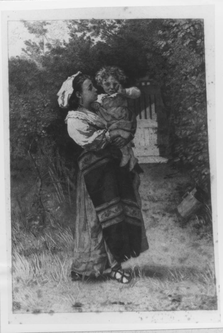 Ah cattivello, giovane madre con infante (stampa) di Pisante Francesco, Barilli Cecrope (seconda metà sec. XIX)