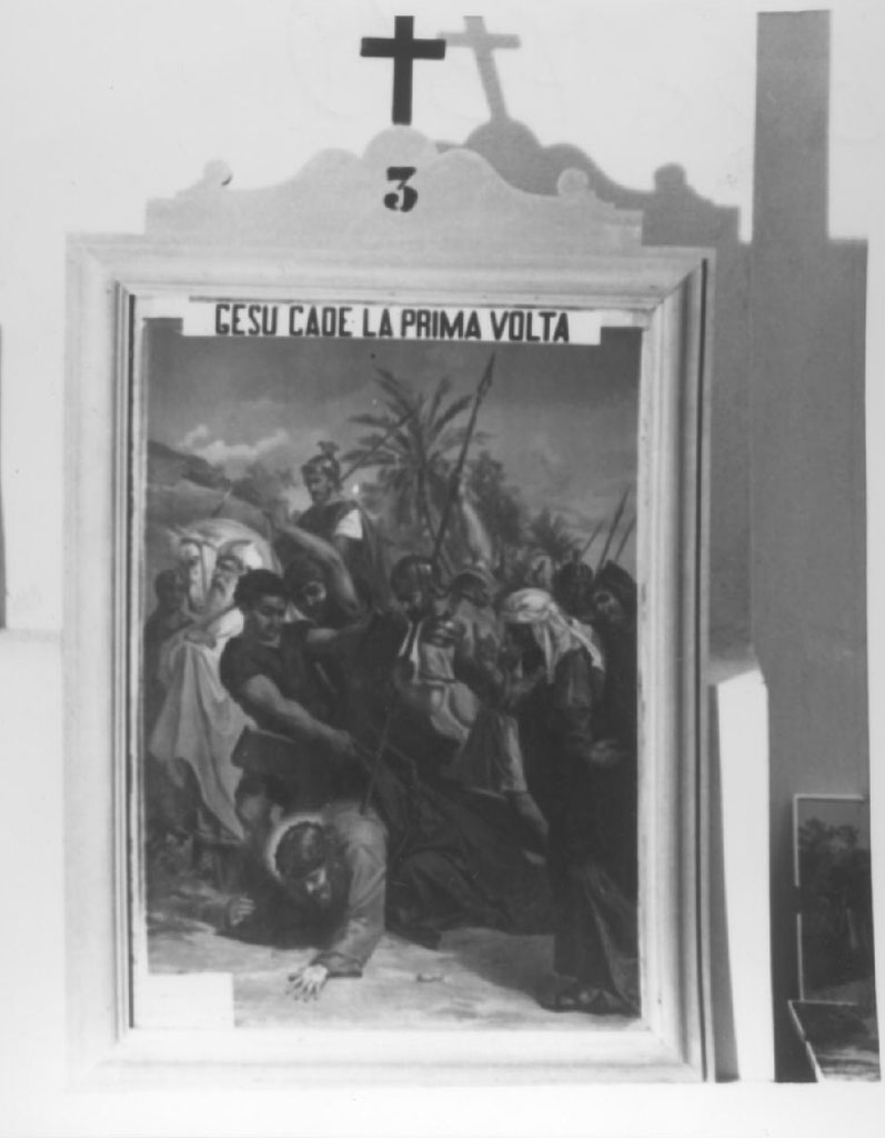 stazione III: Gesù cade sotto la croce la prima volta (stampa, serie) - ambito lucano (sec. XX)