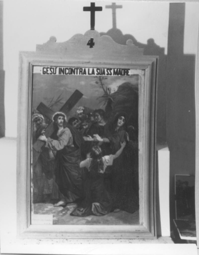 stazione IV: Gesù incontra la Madonna (stampa, serie) di Annari P (attribuito) (sec. XX)